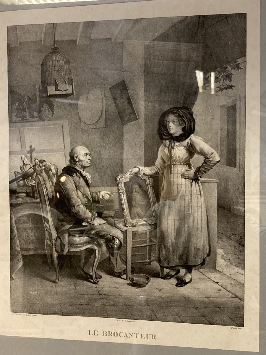 Édouard WATTIER (1793 - 1871), "Le Brocanteur" Lithographie encadrée-photo-1