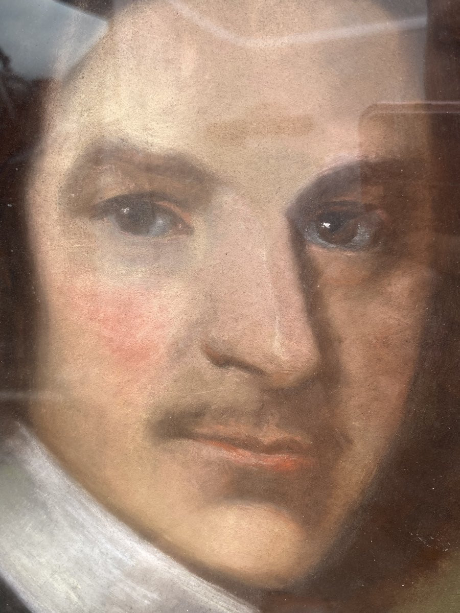 École Française du XIXe siècle, Portrait d'homme au pastel encadré-photo-1