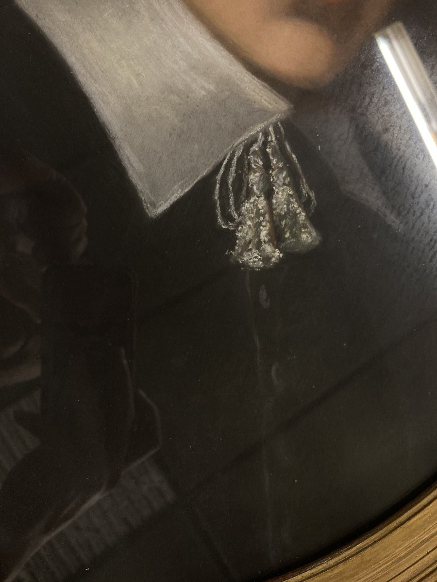 École Française du XIXe siècle, Portrait d'homme au pastel encadré-photo-2