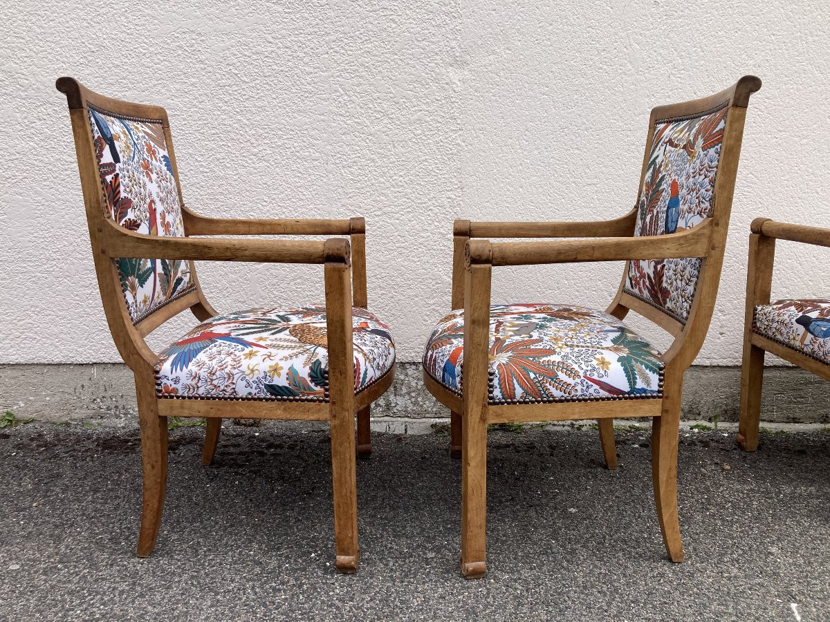 Set Of Four Reupholstered Directoire Period Armchairs-photo-3