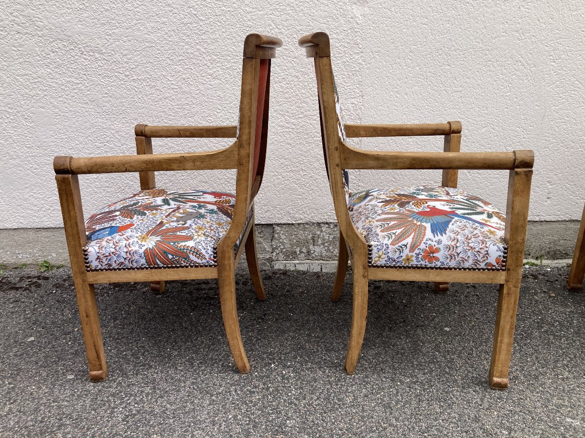 Set Of Four Reupholstered Directoire Period Armchairs-photo-4