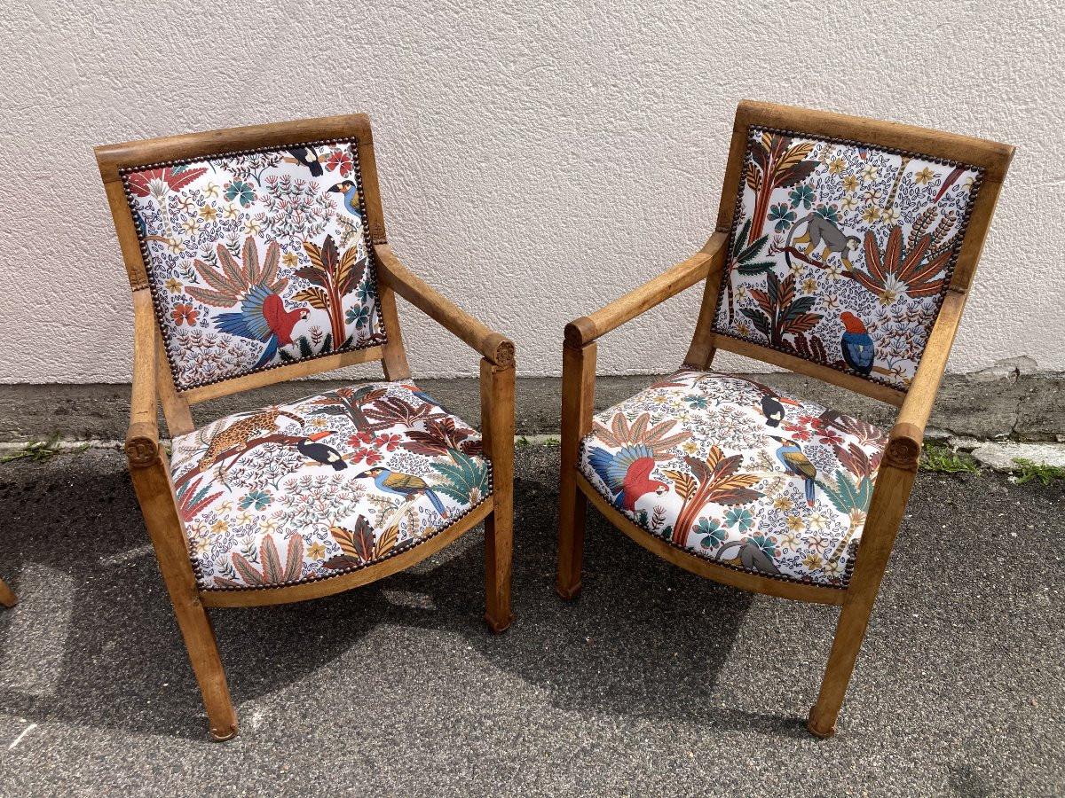 Set Of Four Reupholstered Directoire Period Armchairs-photo-7