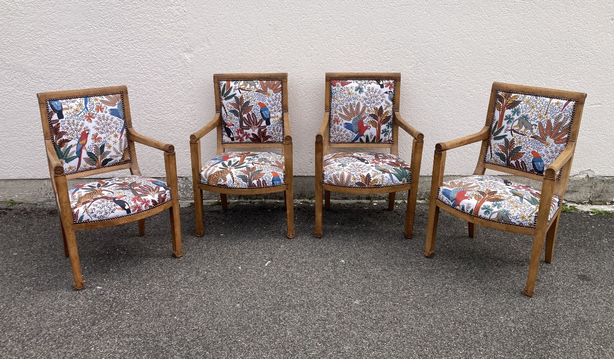 Set Of Four Reupholstered Directoire Period Armchairs