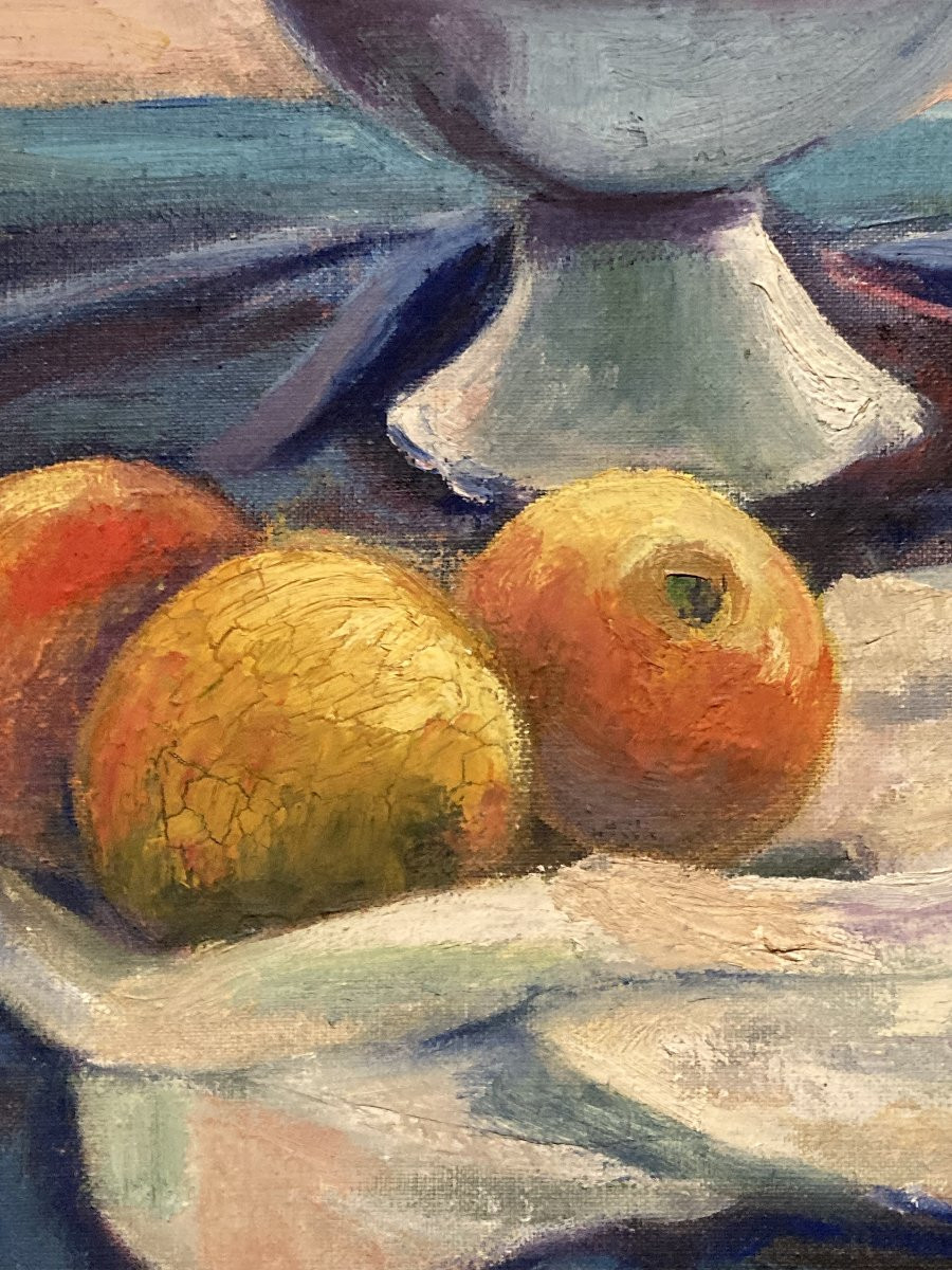 French School 20th Century "in Front Of The Window" Fauvist Still Life Signed Leray, Oil On Canvas-photo-8