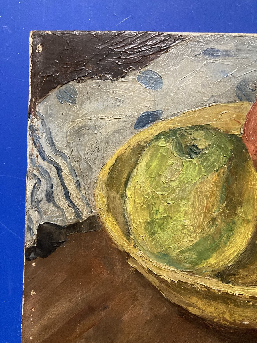 Georges Robert Soultz (1912-1979), Still Life With Mushrooms And Apples, Oil On Canvas-photo-3