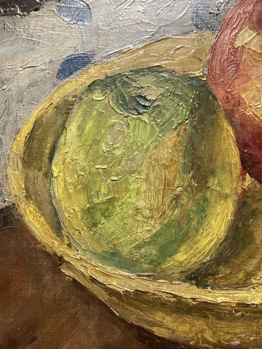 Georges Robert Soultz (1912-1979), Still Life With Mushrooms And Apples, Oil On Canvas-photo-4