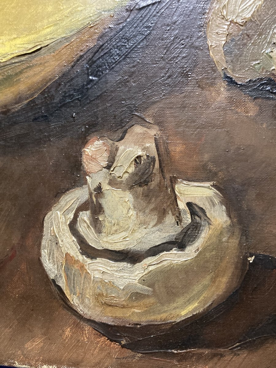 Georges Robert Soultz (1912-1979), Still Life With Mushrooms And Apples, Oil On Canvas-photo-7