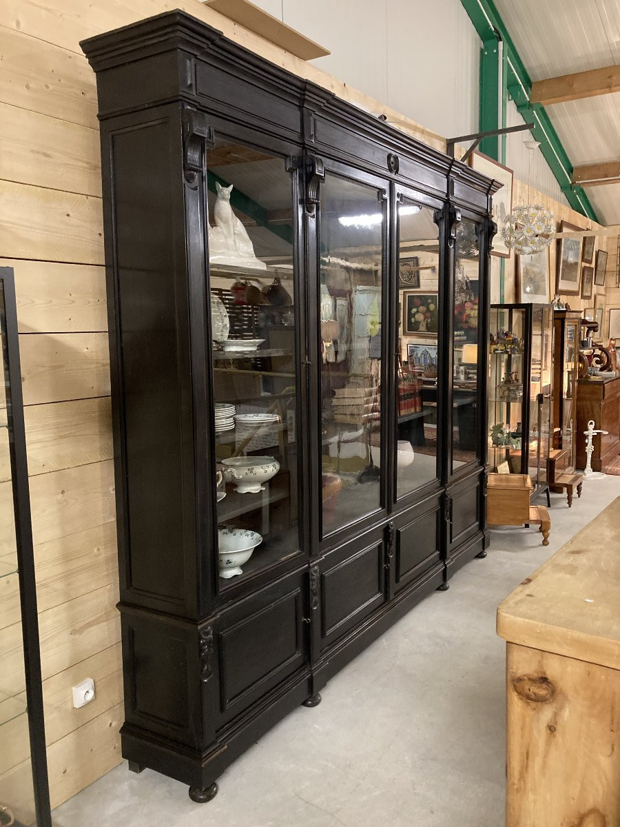 Bibliothèque d'époque Napoléon III en poirier noirci-photo-1