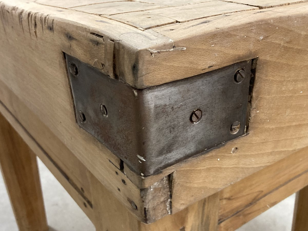 Billot de boucher en hêtre massif pieds octogonaux-photo-3