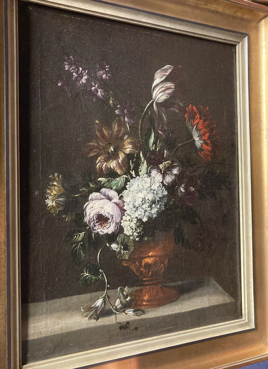 École du Nord XVIIe siècle, Nature morte au Bouquet, huile sur toile-photo-3