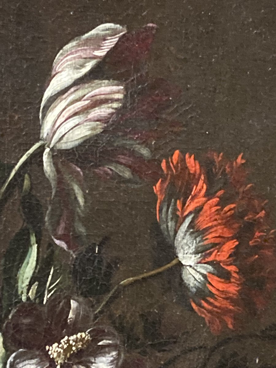 École du Nord XVIIe siècle, Nature morte au Bouquet, huile sur toile-photo-5