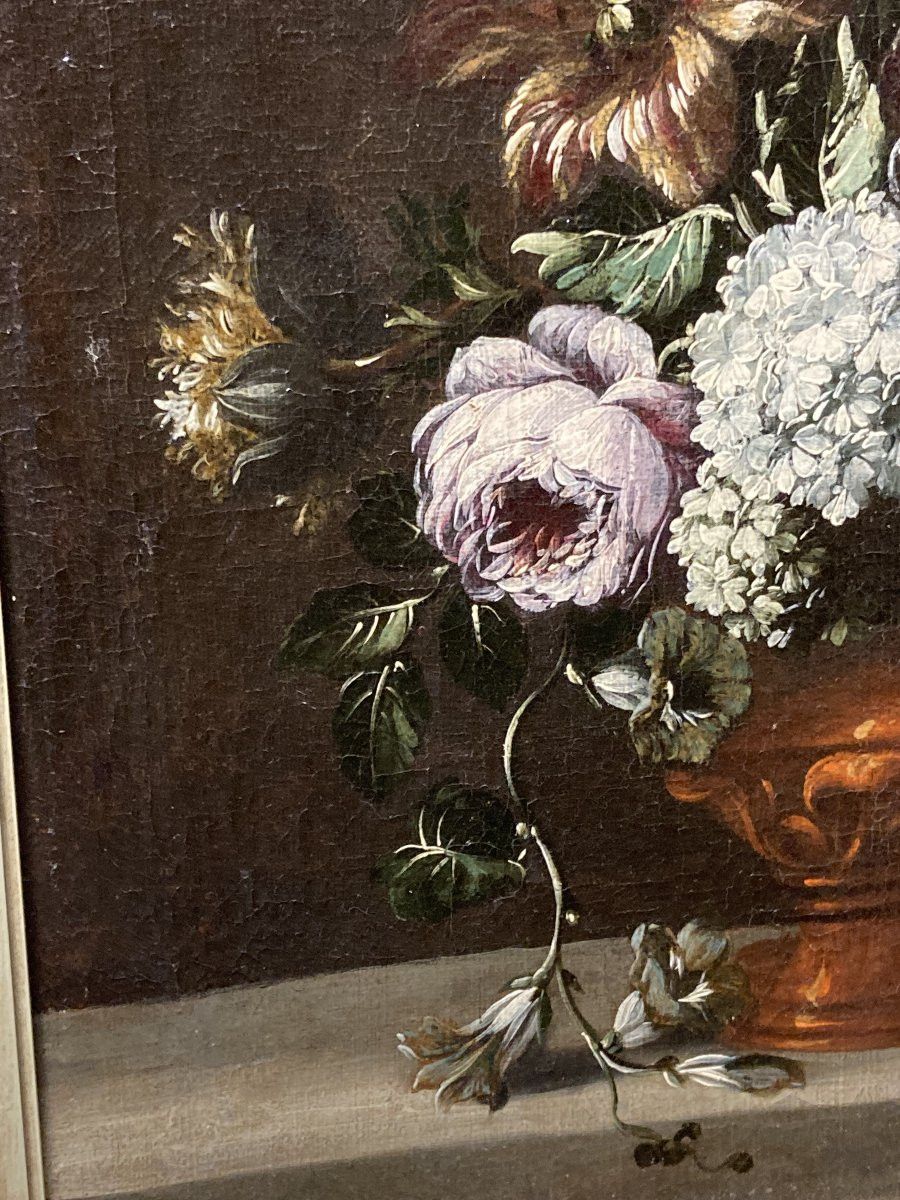 École du Nord XVIIe siècle, Nature morte au Bouquet, huile sur toile-photo-7