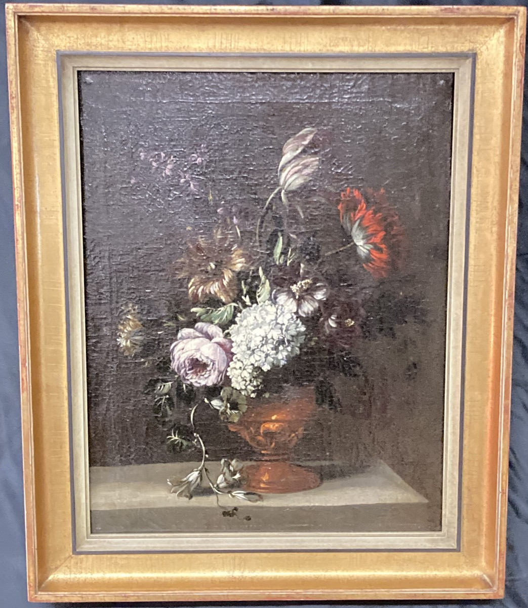 École du Nord XVIIe siècle, Nature morte au Bouquet, huile sur toile