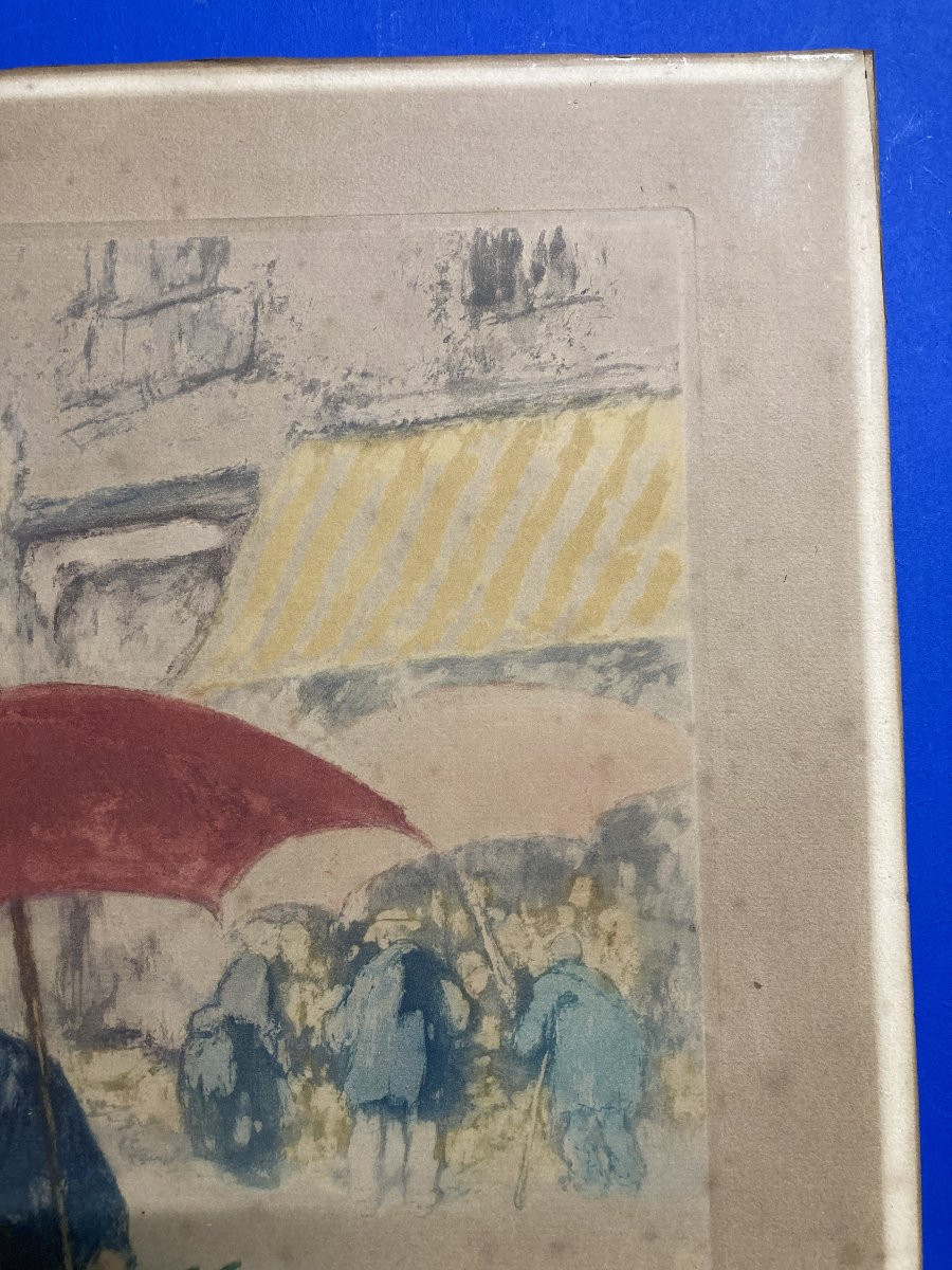 Georges Gobeau, Known As Gobô (1876-1958), The Market Of Douarnenez, Framed Aquatint -photo-4