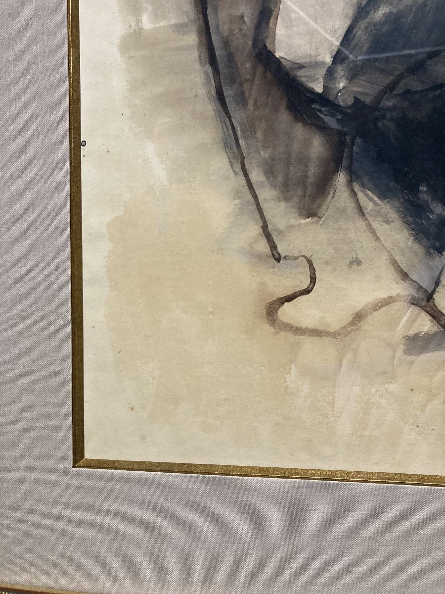 Manolo Ruiz-pipó (1929-1998), Couple Of Biot, Watercolor And Gouache, Signed, 1959, Framed-photo-3