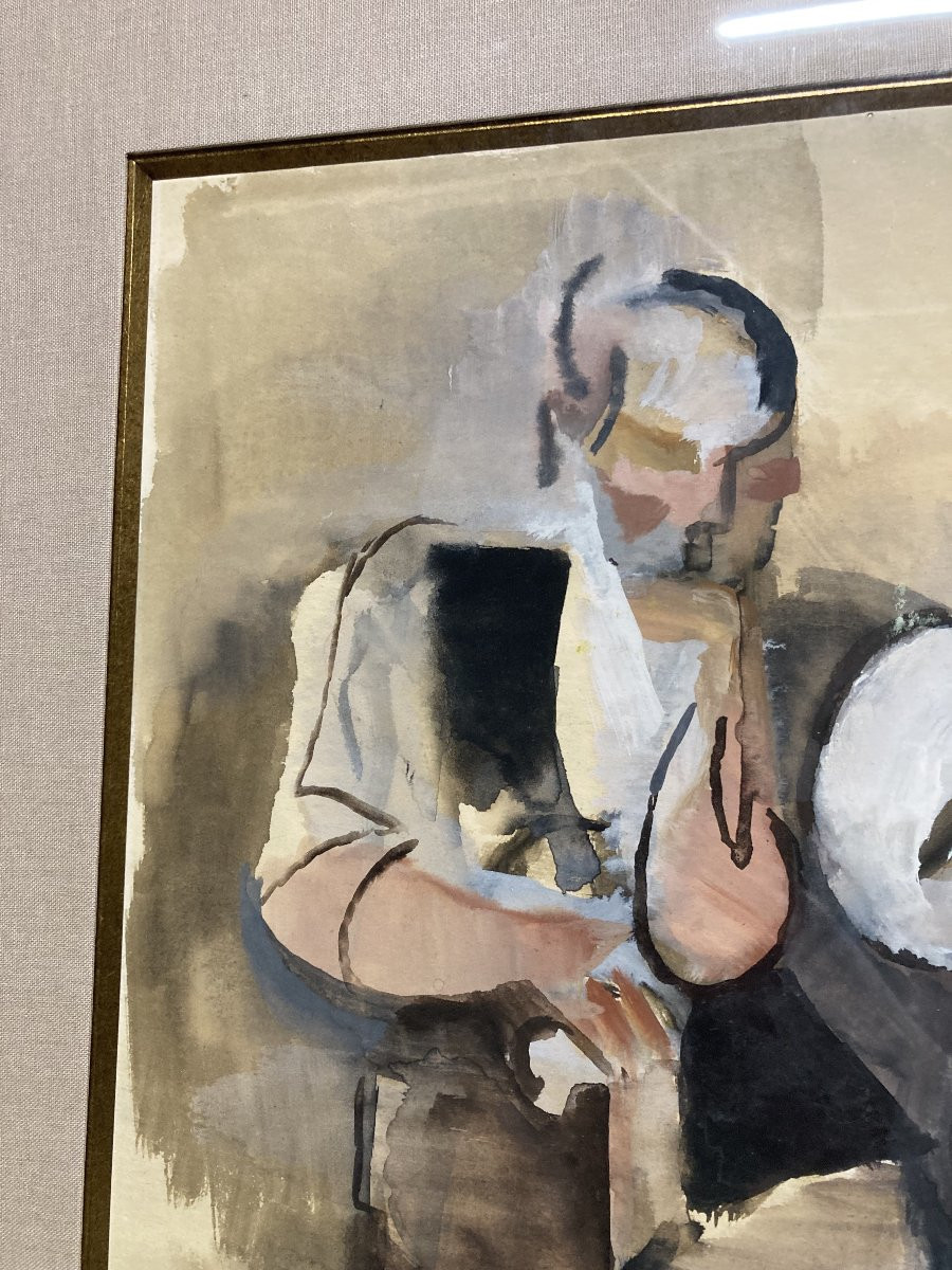 Manolo Ruiz-pipó (1929-1998), Couple Of Biot, Watercolor And Gouache, Signed, 1959, Framed-photo-4