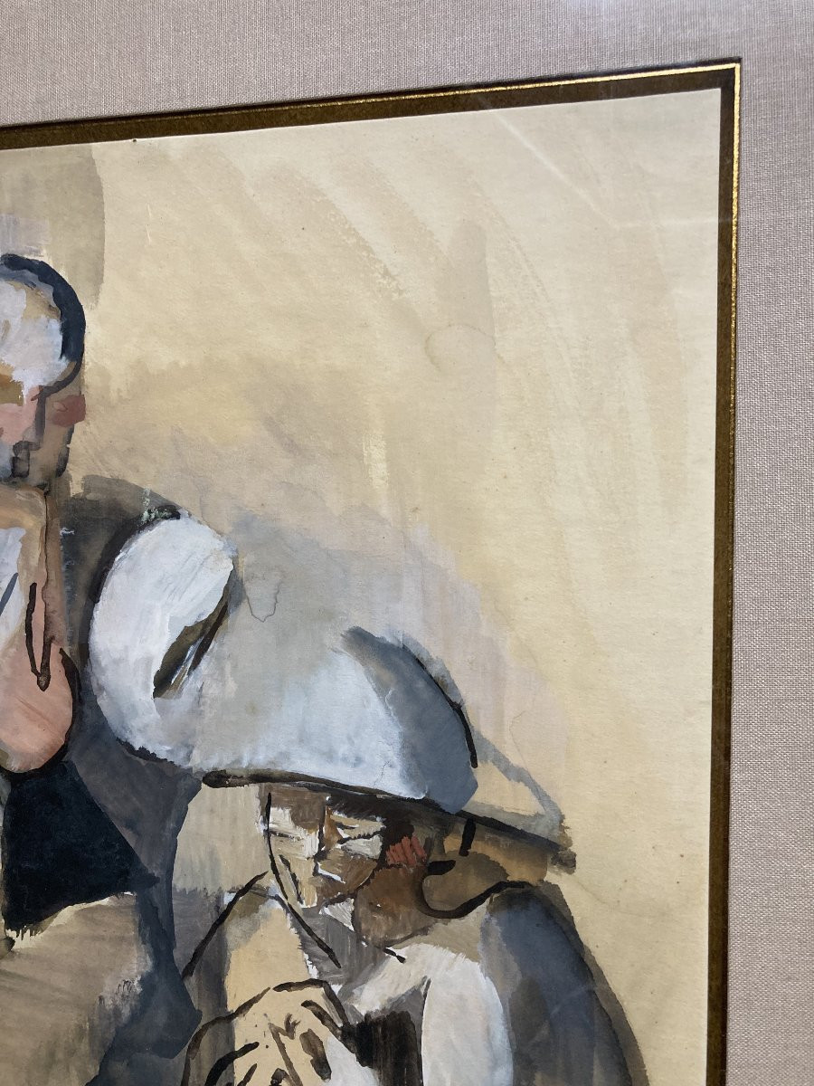 Manolo Ruiz-pipó (1929-1998), Couple Of Biot, Watercolor And Gouache, Signed, 1959, Framed-photo-1