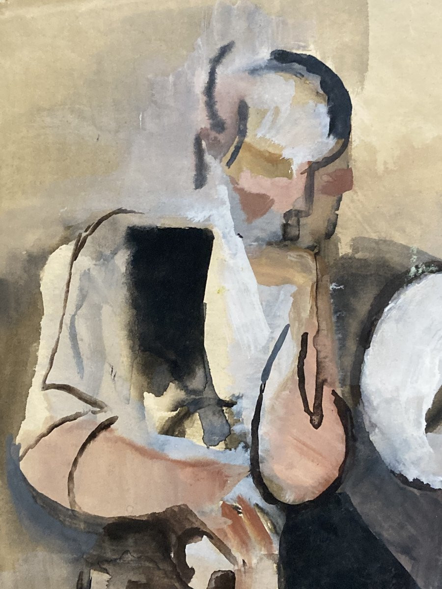 Manolo Ruiz-pipó (1929-1998), Couple Of Biot, Watercolor And Gouache, Signed, 1959, Framed-photo-3