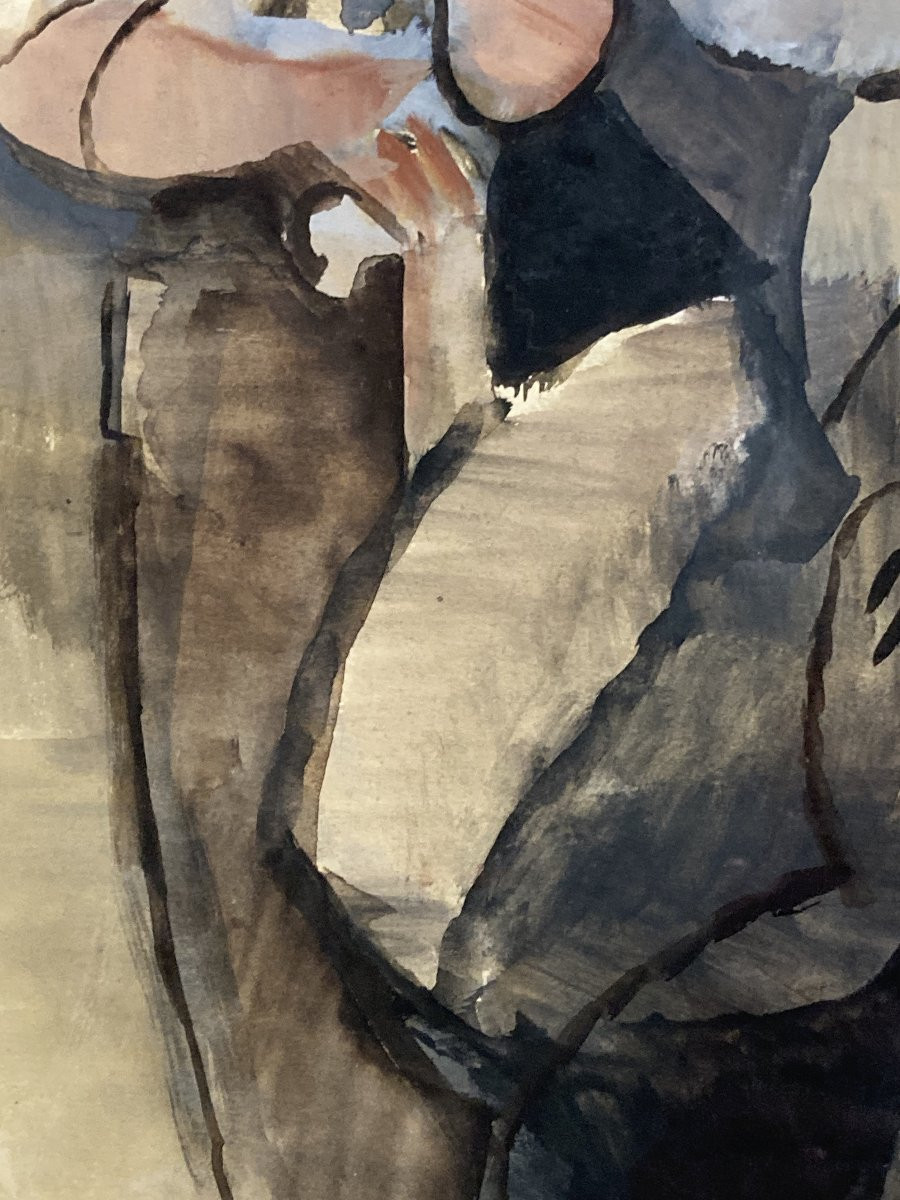 Manolo Ruiz-pipó (1929-1998), Couple Of Biot, Watercolor And Gouache, Signed, 1959, Framed-photo-4