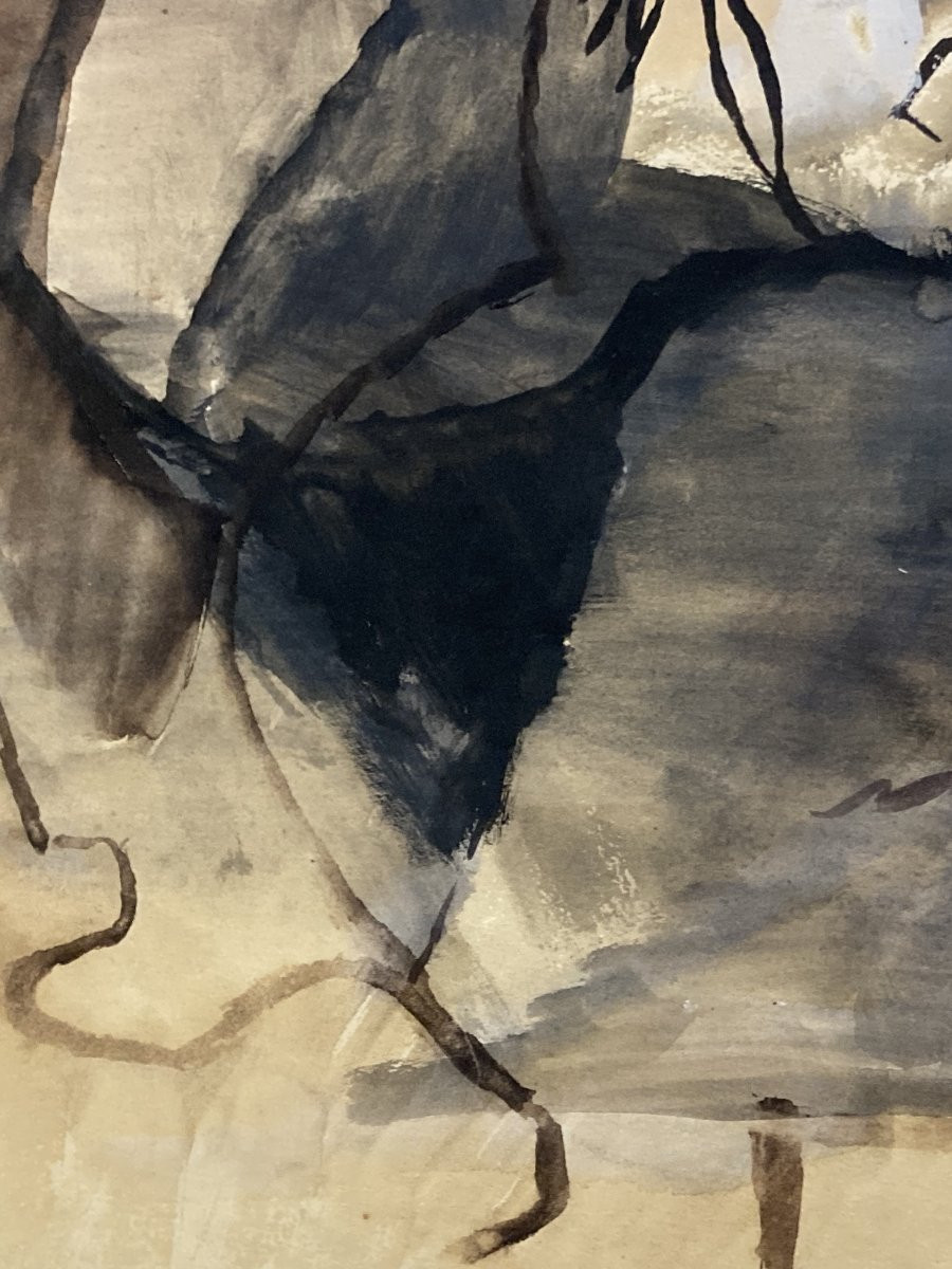 Manolo Ruiz-pipó (1929-1998), Couple Of Biot, Watercolor And Gouache, Signed, 1959, Framed-photo-5