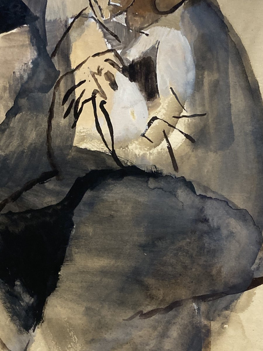 Manolo Ruiz-pipó (1929-1998), Couple Of Biot, Watercolor And Gouache, Signed, 1959, Framed-photo-6