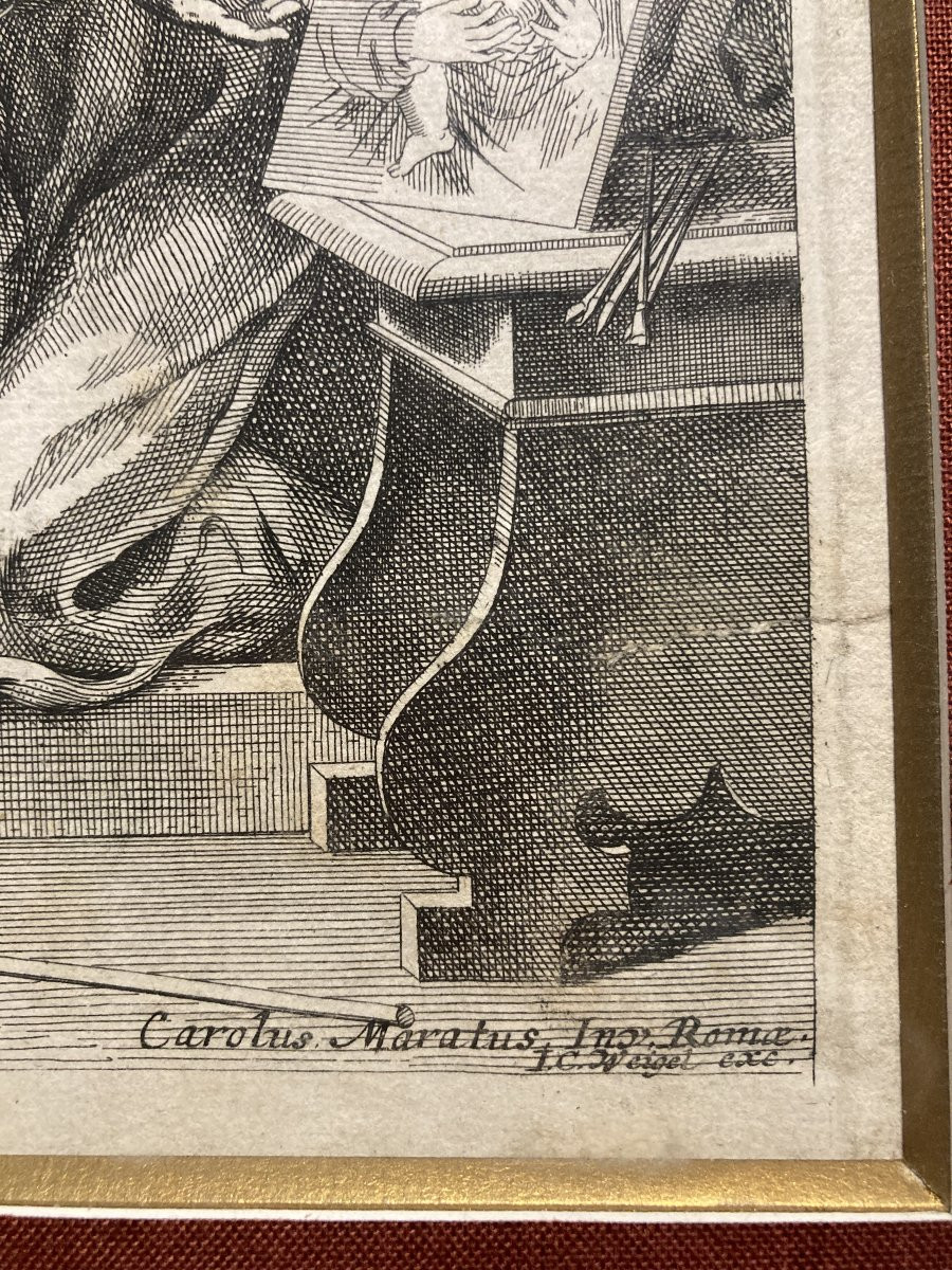 Christoph WEIGEL L'Ancien (1654-1725), Apparition de la Vierge à saint Luc, Burin et Eau-Forte-photo-4