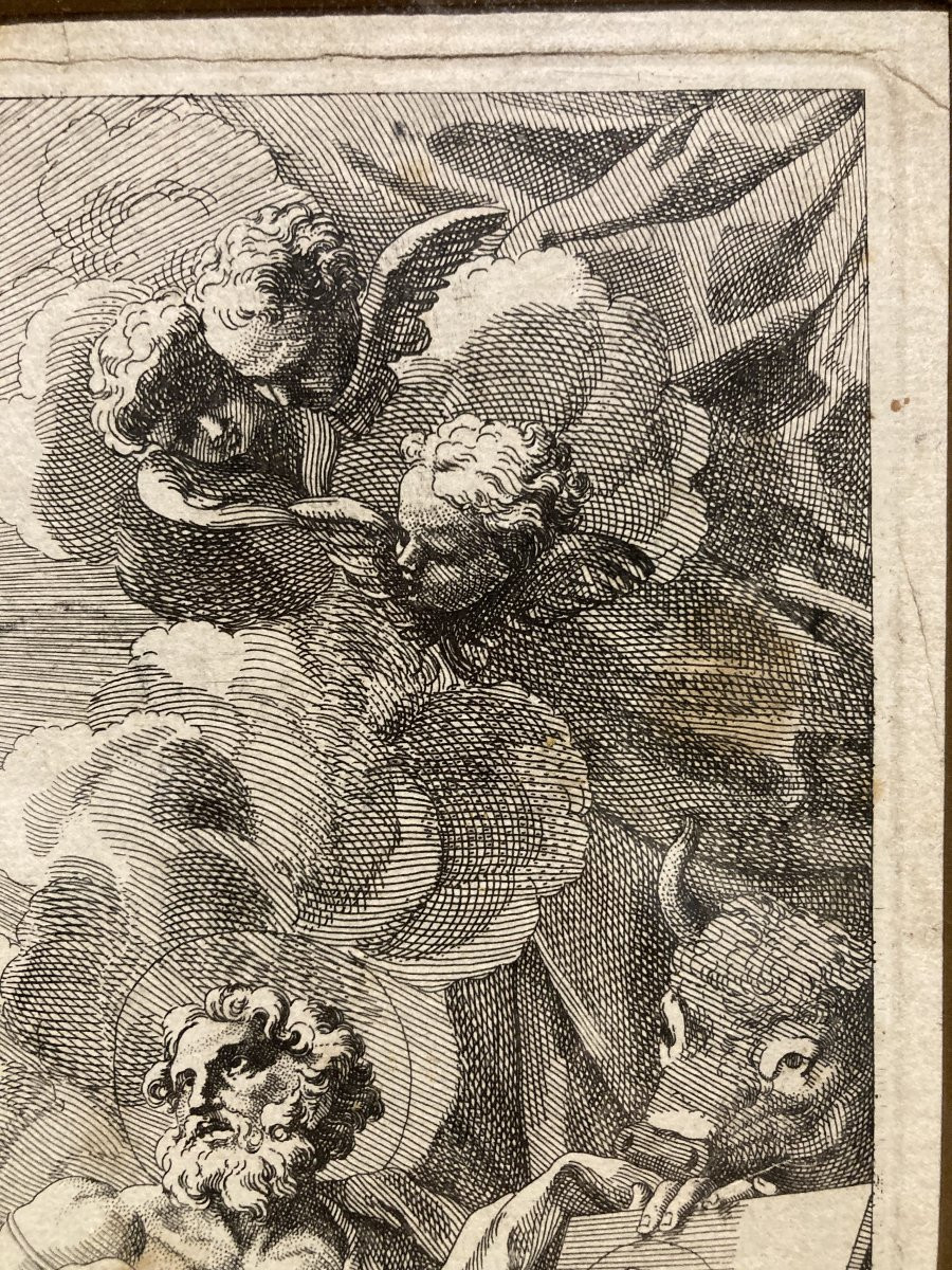 Christoph WEIGEL L'Ancien (1654-1725), Apparition de la Vierge à saint Luc, Burin et Eau-Forte-photo-2