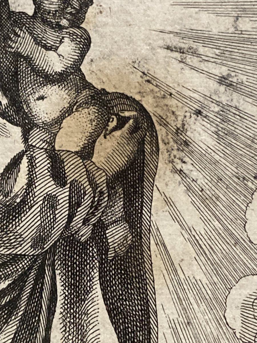Christoph WEIGEL L'Ancien (1654-1725), Apparition de la Vierge à saint Luc, Burin et Eau-Forte-photo-6