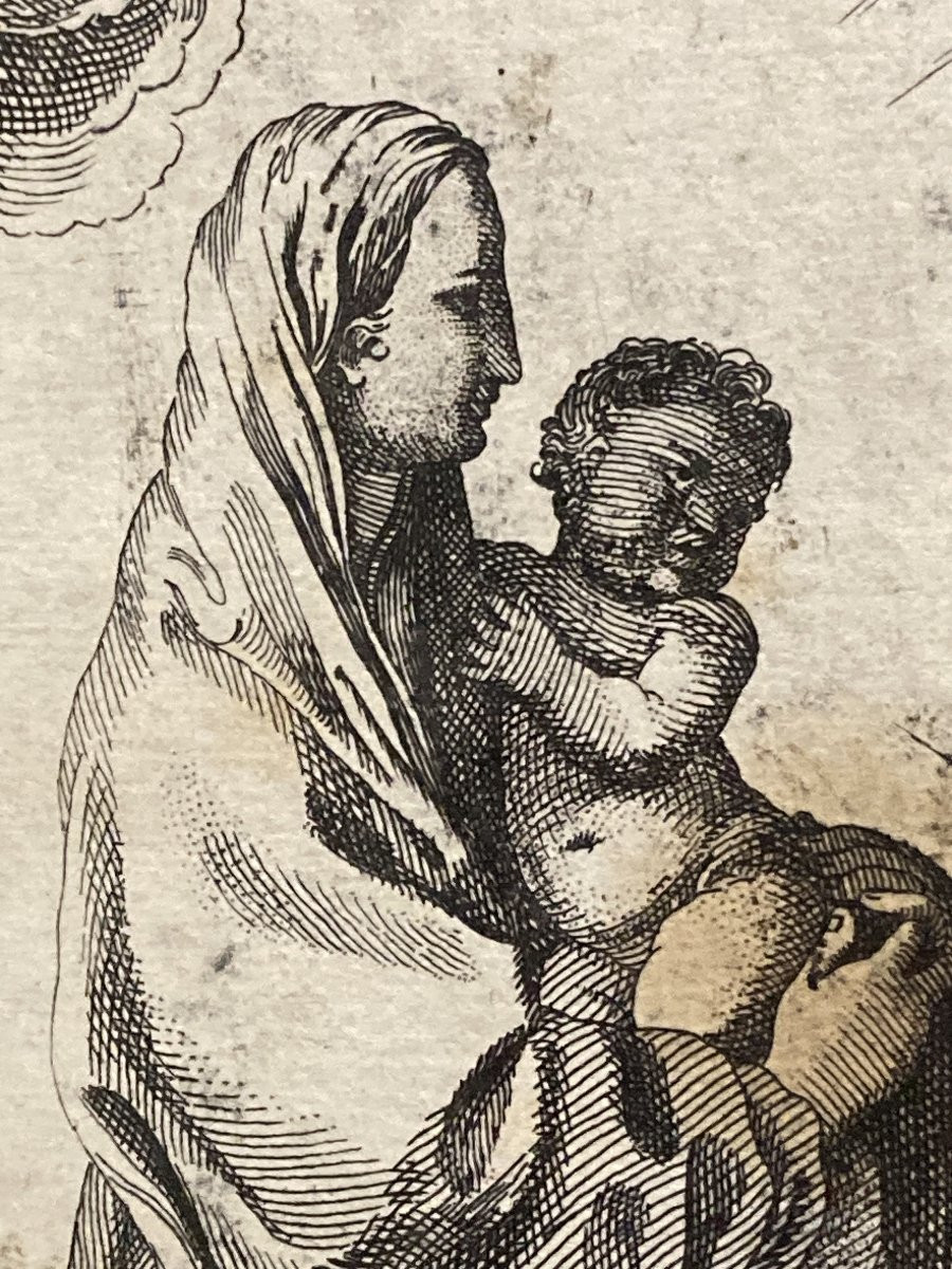 Christoph WEIGEL L'Ancien (1654-1725), Apparition de la Vierge à saint Luc, Burin et Eau-Forte-photo-7
