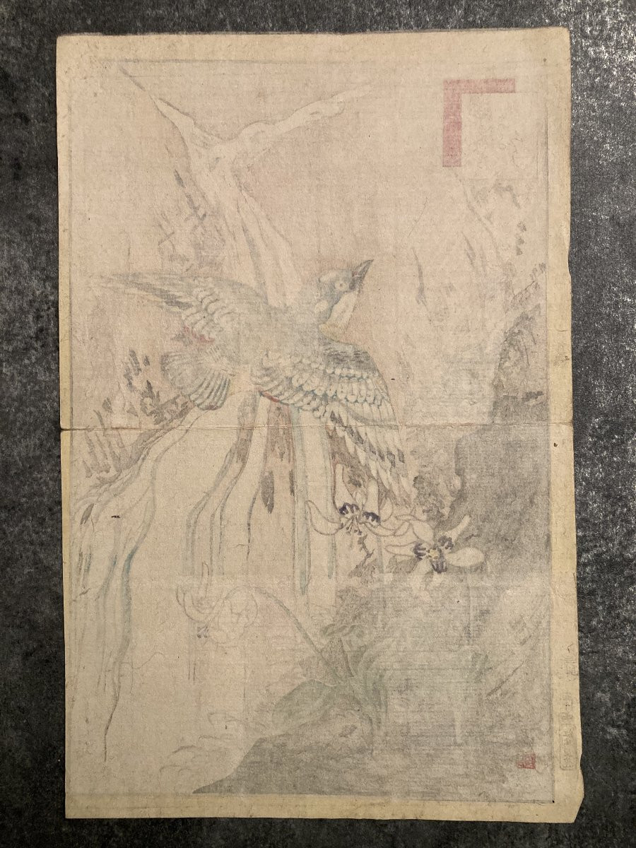 Nakayama Sūgakudō (active 1850-1870), Woodpecker And Erythronium Japonicum, Japanese Print 1859-photo-2