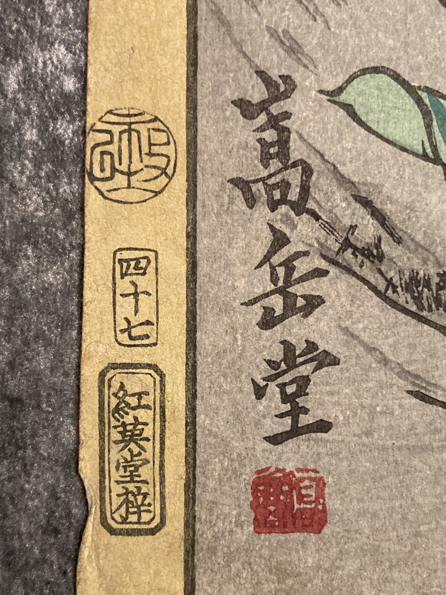 Nakayama Sūgakudō (active 1850-1870), Woodpecker And Erythronium Japonicum, Japanese Print 1859-photo-4
