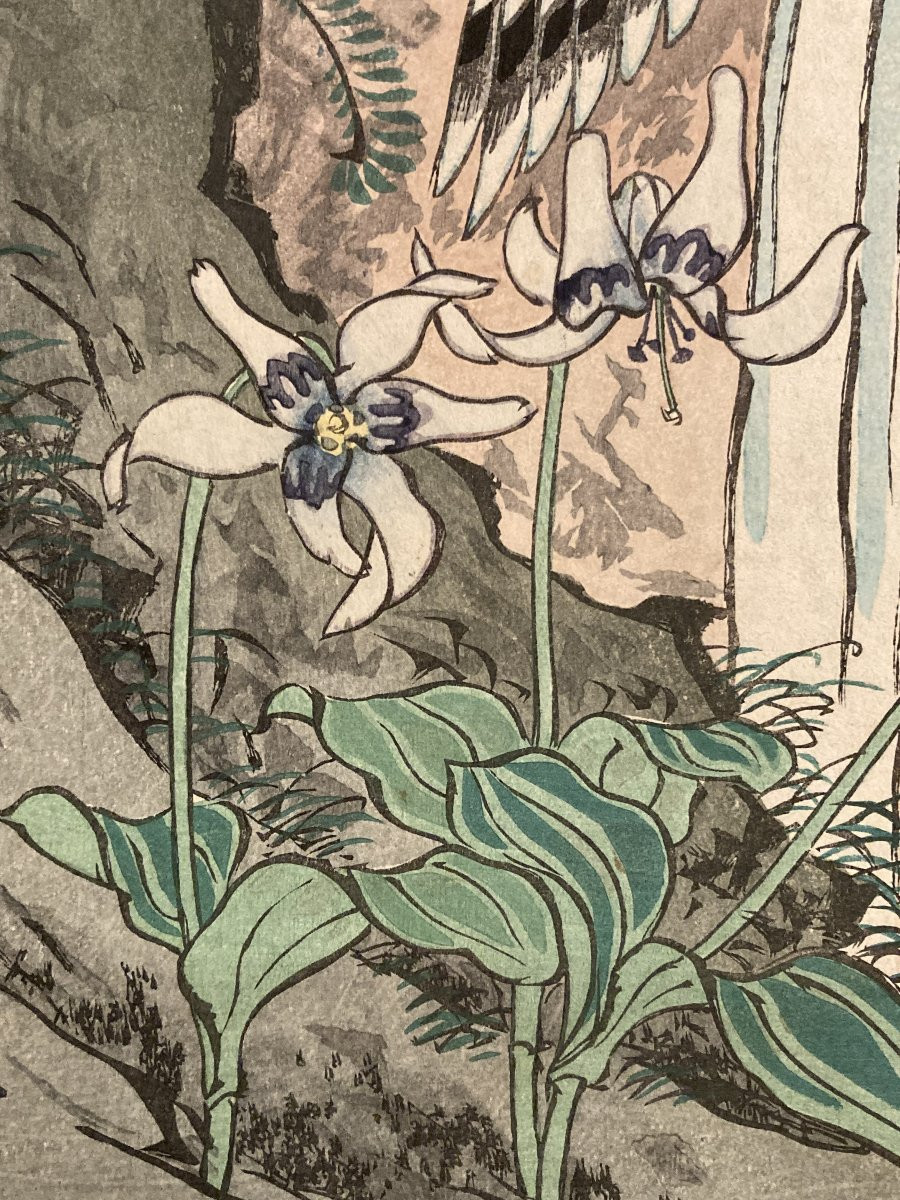 Nakayama Sūgakudō (active 1850-1870), Woodpecker And Erythronium Japonicum, Japanese Print 1859-photo-4