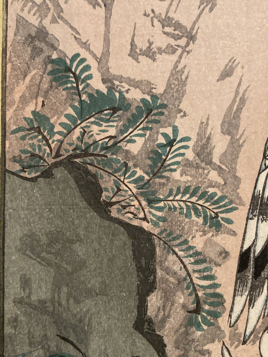 Nakayama Sūgakudō (active 1850-1870), Woodpecker And Erythronium Japonicum, Japanese Print 1859-photo-5