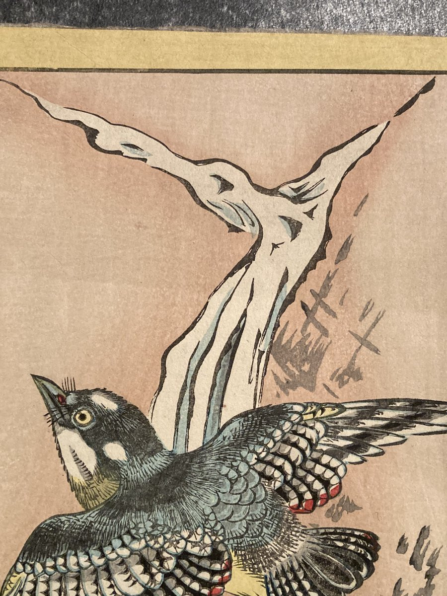 Nakayama Sūgakudō (active 1850-1870), Woodpecker And Erythronium Japonicum, Japanese Print 1859-photo-6
