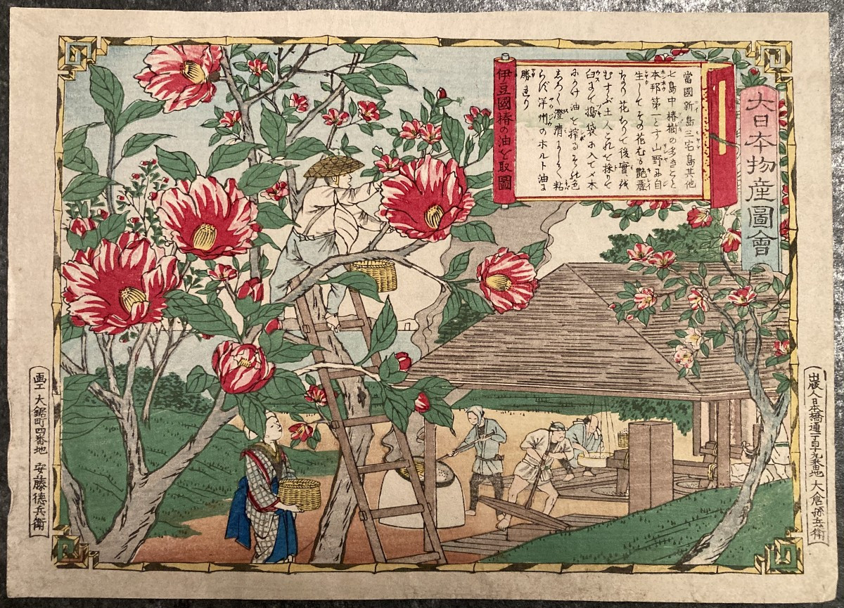 Tokubei Ando (1842-1894) Known As Hiroshige III, Production Of Camellia Oil In The Province Of Izu