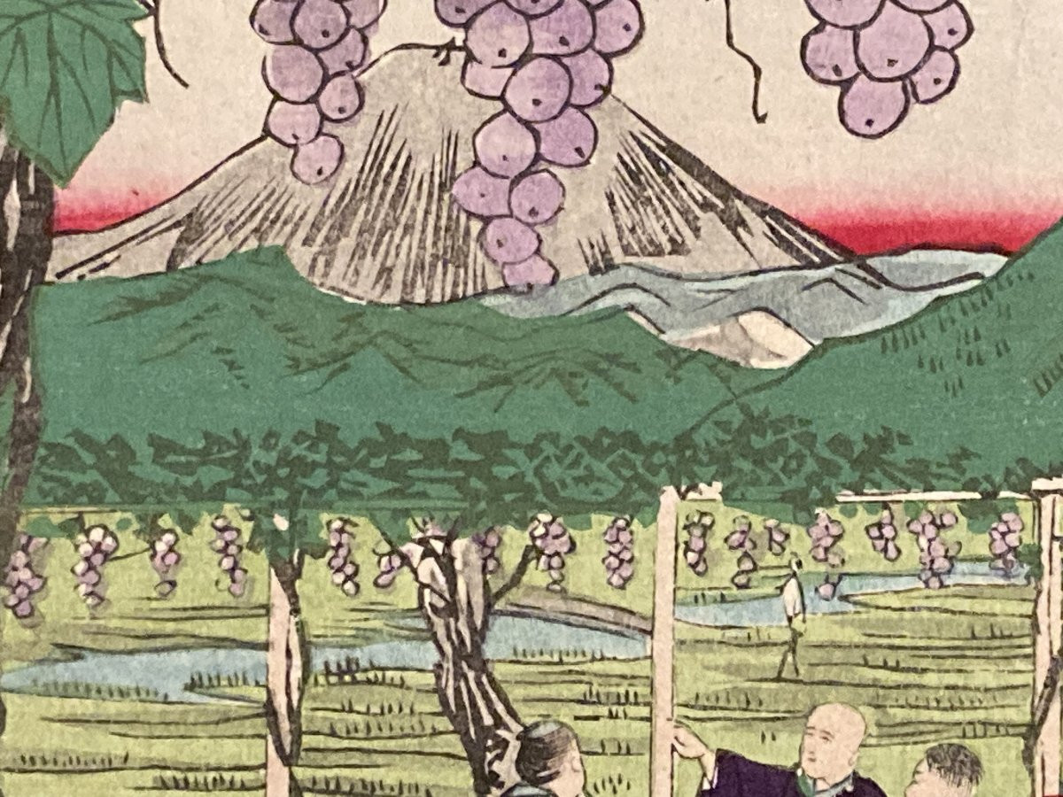 Tokubei ANDO (1842-1894) dit HIROSHIGE III, Raisins Kai, estampe japonaise-photo-4