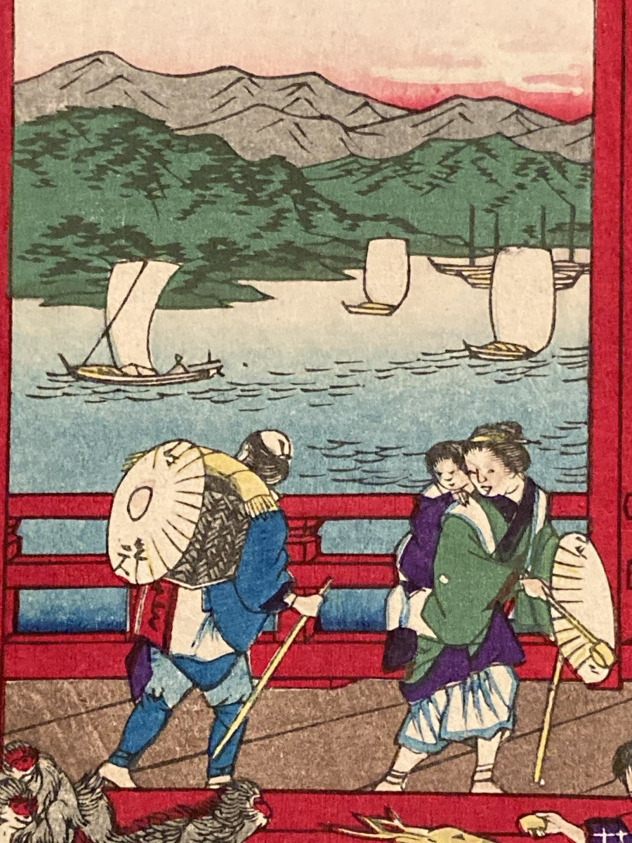 Tokubei Ando (1842-1894) Known As Hiroshige III, Toothpick Seller In Aki Province-photo-2