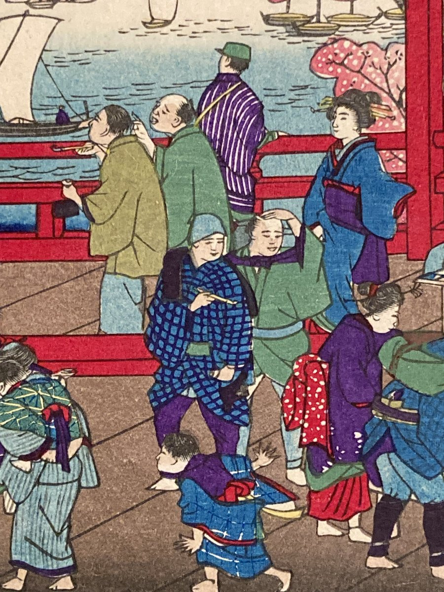 Tokubei Ando (1842-1894) Known As Hiroshige III, Toothpick Seller In Aki Province-photo-4