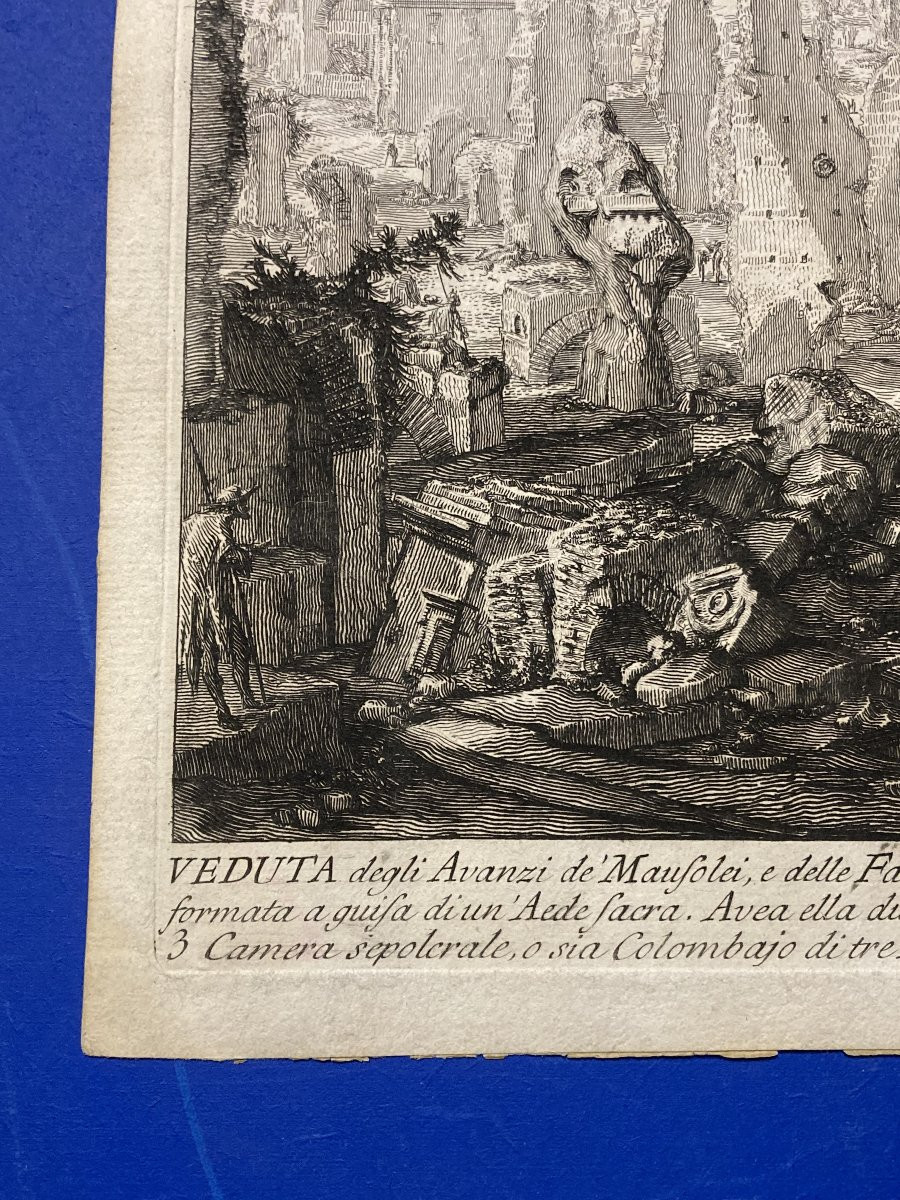 Giovanni Battista PIRANESI (1720-1778), Veduta degli avanzi de mausolei, Eau-forte originale -photo-6
