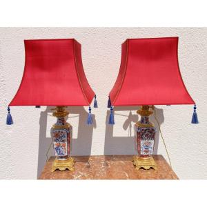 Paire de Lampes Imari fin XIXe siècle