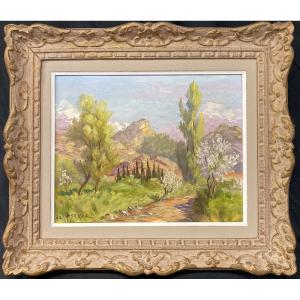 Reyne-marin De Pyerne (20th Century), Veynes, Landscape Of The Hautes-alpes Signed And Framed