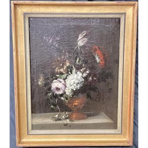 École du Nord XVIIe siècle, Nature morte au Bouquet, huile sur toile