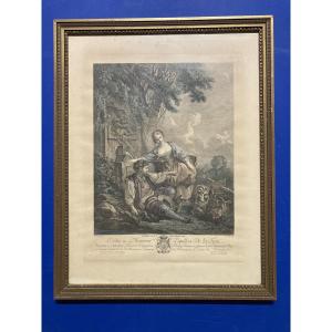 L'Obéissance Récompense, estampe d'après François Boucher (1703-1770)