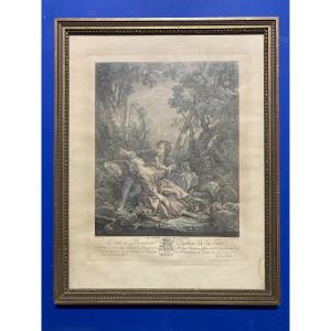 Le Goûter de l'Automne, estampe d'après François Boucher (1703-1770)
