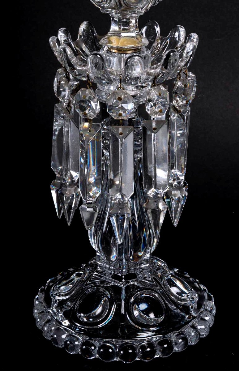 Paire De Candélabres Baccarat En Cristal, XXème Siècle – Une Lumière, Parfait état-photo-2