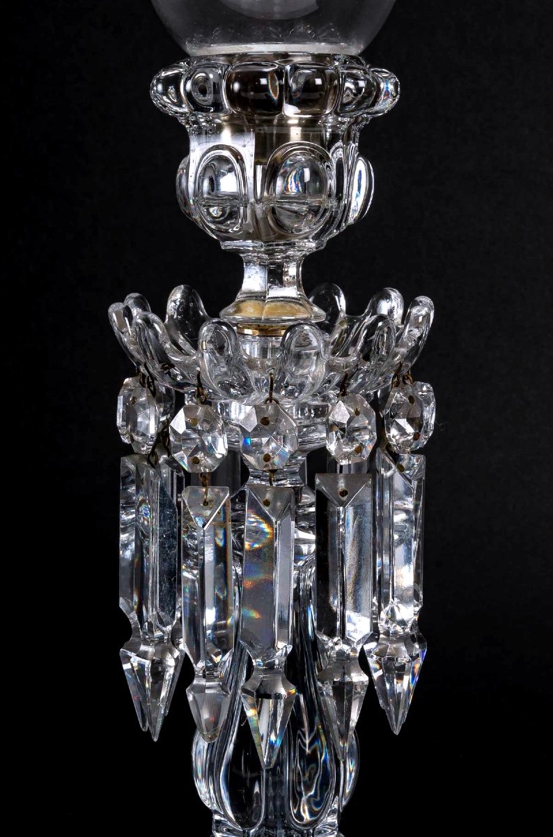 Paire De Candélabres Baccarat En Cristal, XXème Siècle – Une Lumière, Parfait état-photo-3