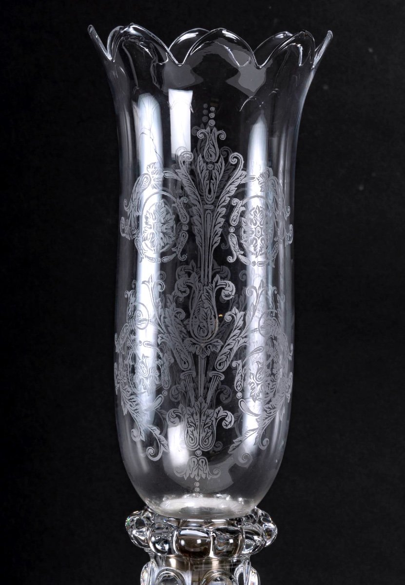 Paire De Candélabres Baccarat En Cristal, XXème Siècle – Une Lumière, Parfait état-photo-4