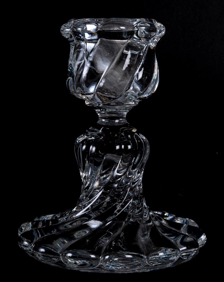 Candélabres En Cristal Baccarat Du XXe Siècle - Paire à Une Lumière En Parfait état-photo-2
