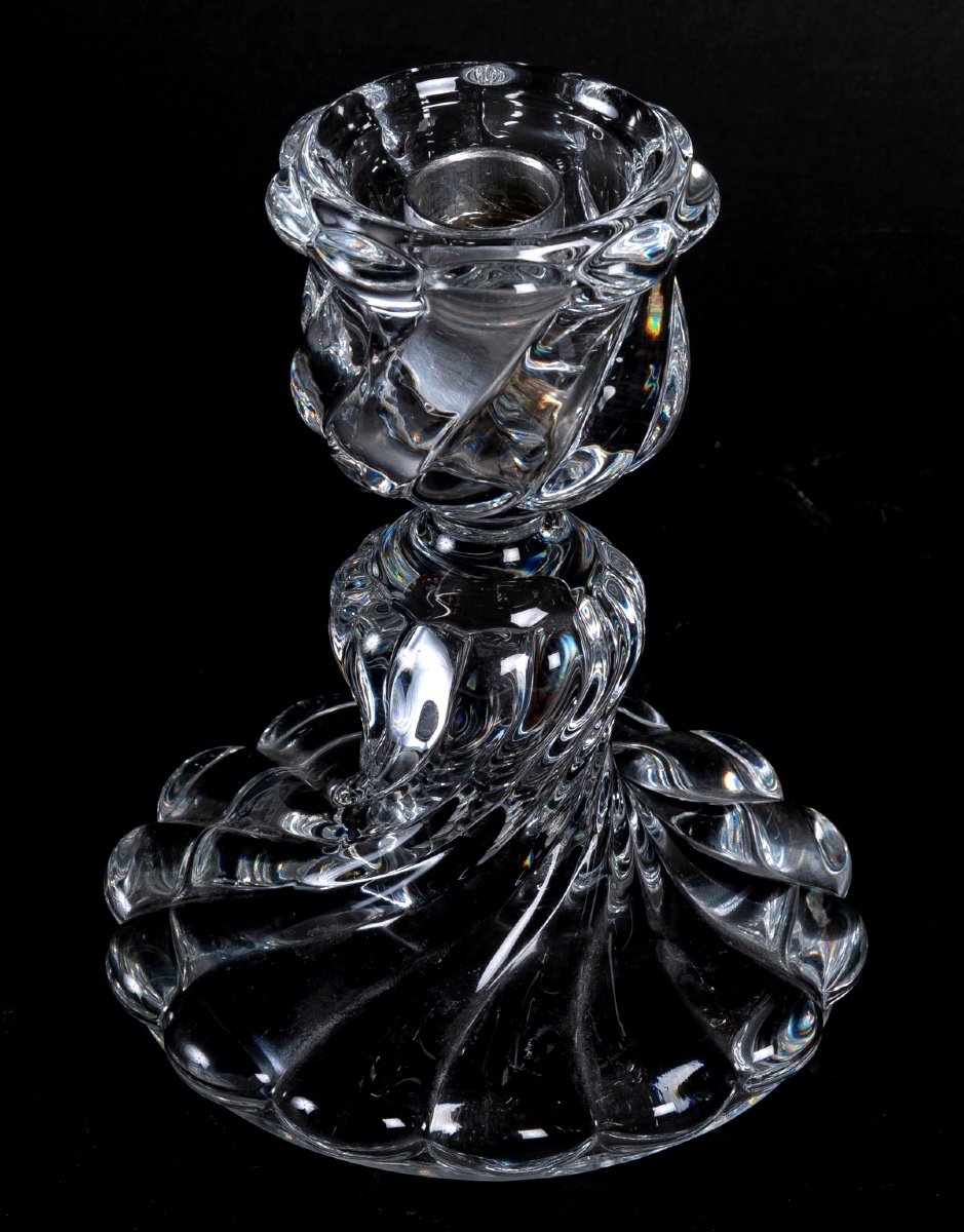 Candélabres En Cristal Baccarat Du XXe Siècle - Paire à Une Lumière En Parfait état-photo-3