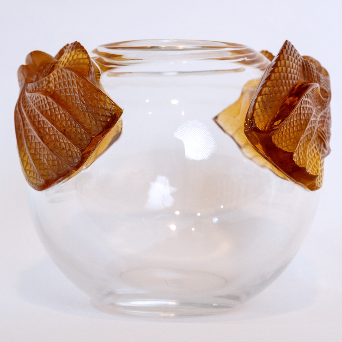  Marie-Claude Lalique – Vase « Erimaki » en Cristal Blanc et Ambre, France, 1988-photo-2